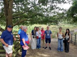 Bradgate Rotary's young guests with past president Alan Rockey, secretary Jane Black, president Andrea Wilkinson and Eddie Pearson. with some deer just visible in the background